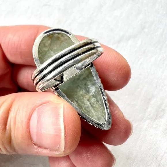 925 Moonwater AQUAMARINE Teardrop Ring 7.5 - Picture 7 of 8